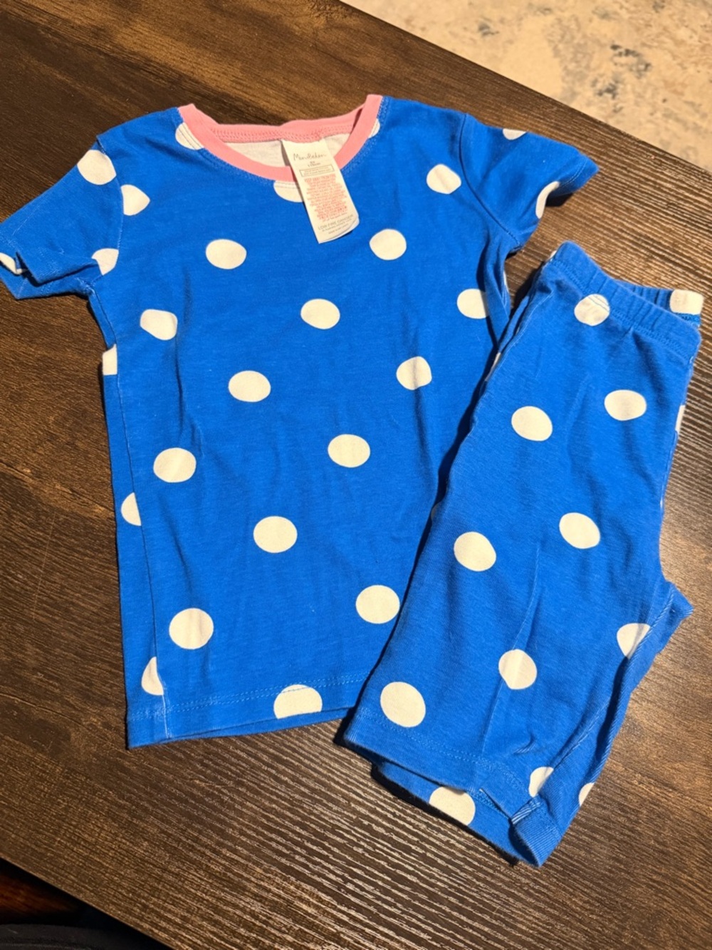 Mini Boden Blue Polka Dot Pajama Short Sleeve  Set